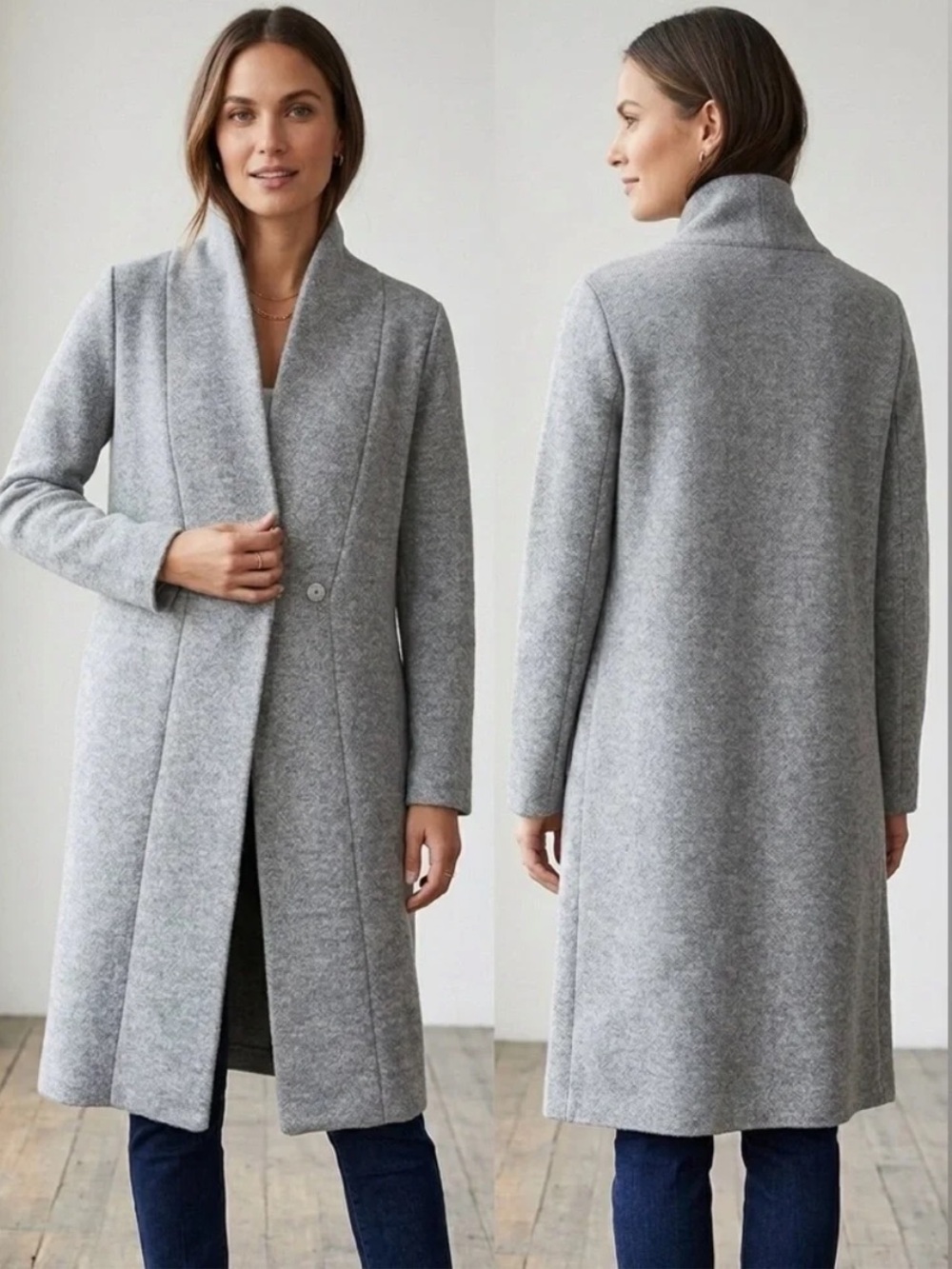 Ann Taylor Gray Shawl Collar Long Cardigan Sweater NEW